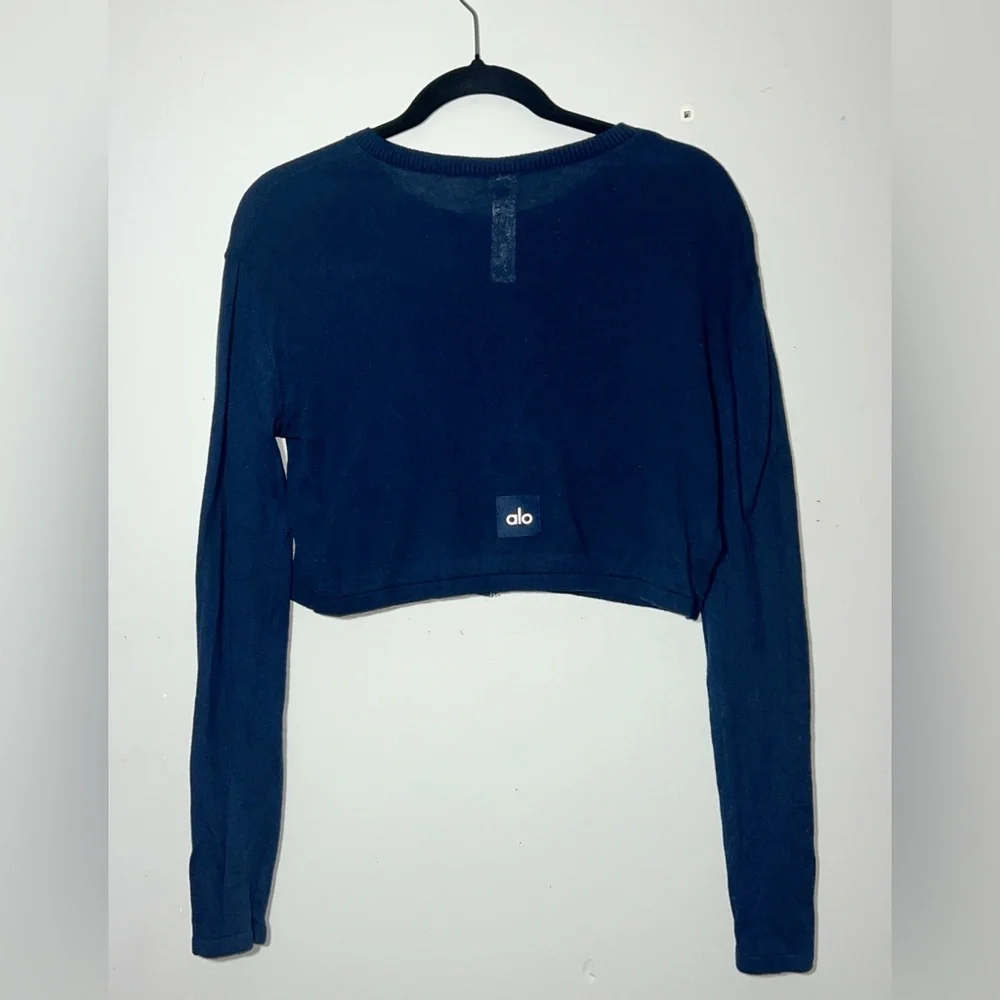 Alo Yoga Supernatural Navy Cropped Sweater Cardigan Small